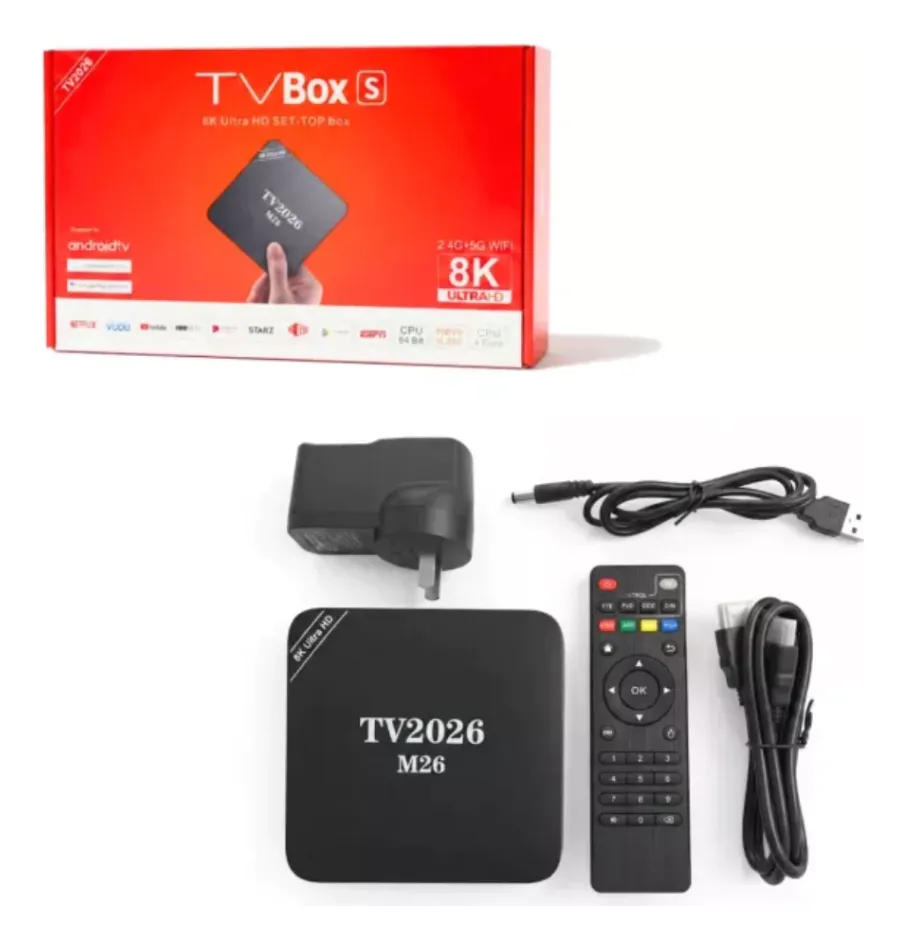 Contenido de la caja del TV Box S TV2026
