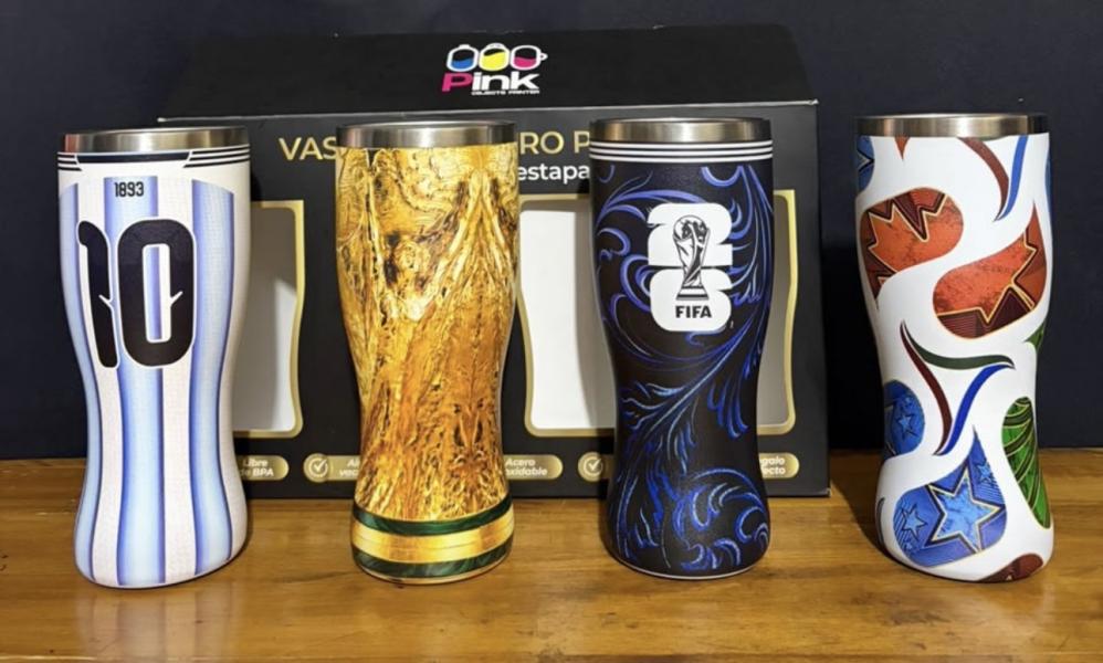 vaso cervecero , con destapador , 4 diseños