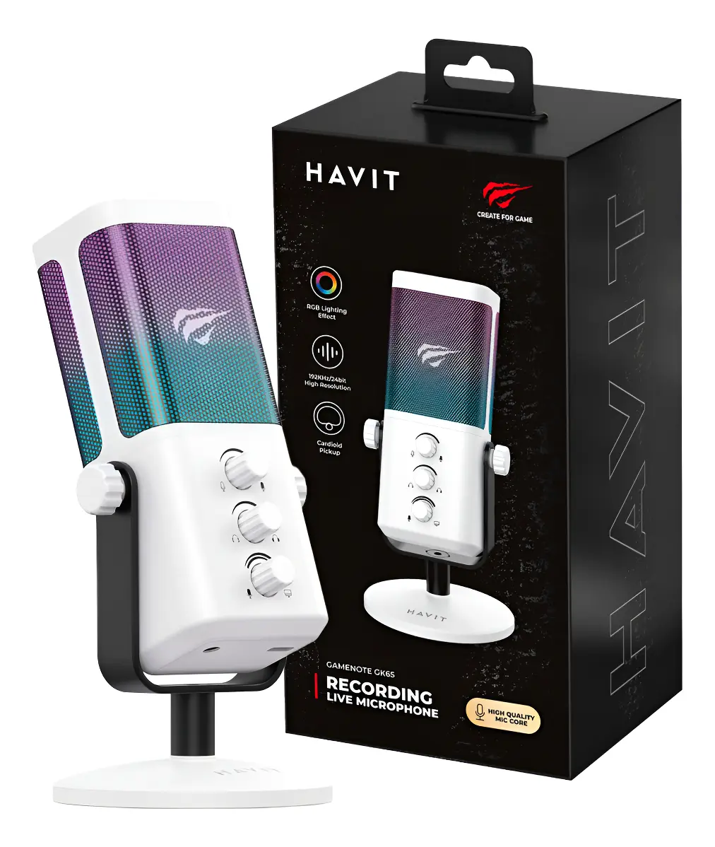 microfonogamer havit profesional , con luz