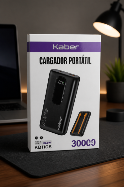 cargador portátil kaber 30mah