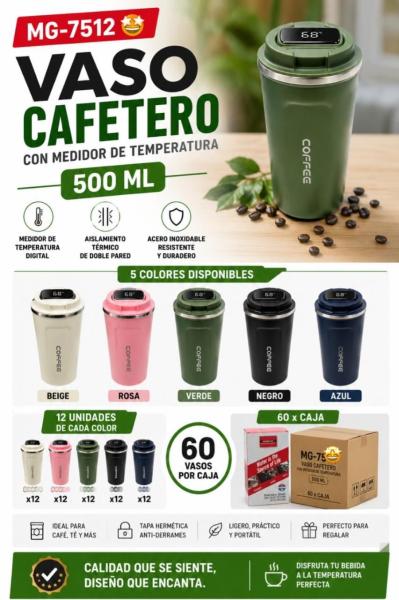 vaso para caffe 500 ml, con pantalla de temperatur