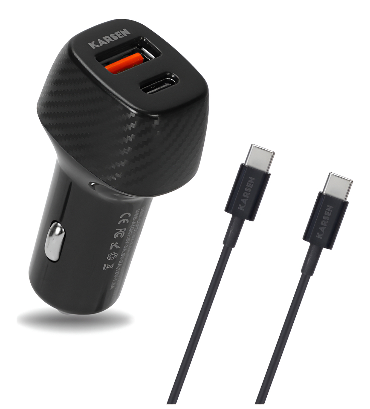 cargador auto karsen 38w con cable tc tc